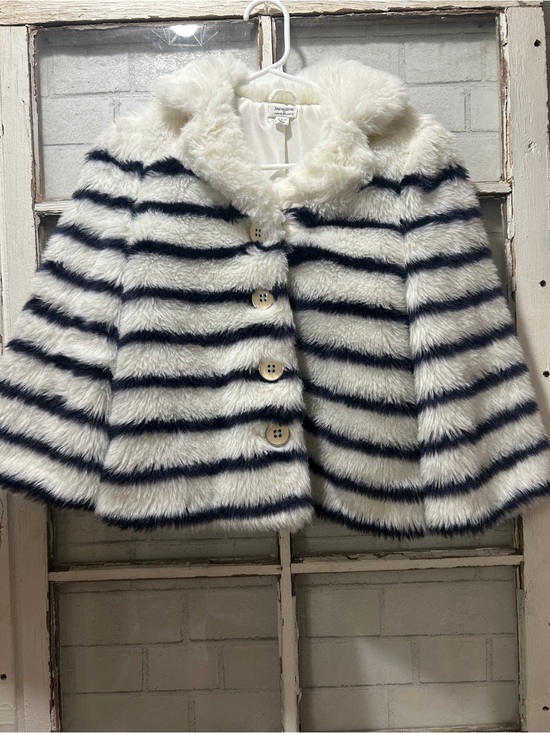 Janie and Jack Other - Janie and Jack x Juno Valentine Striped Faux Fur Coat Size 10-12